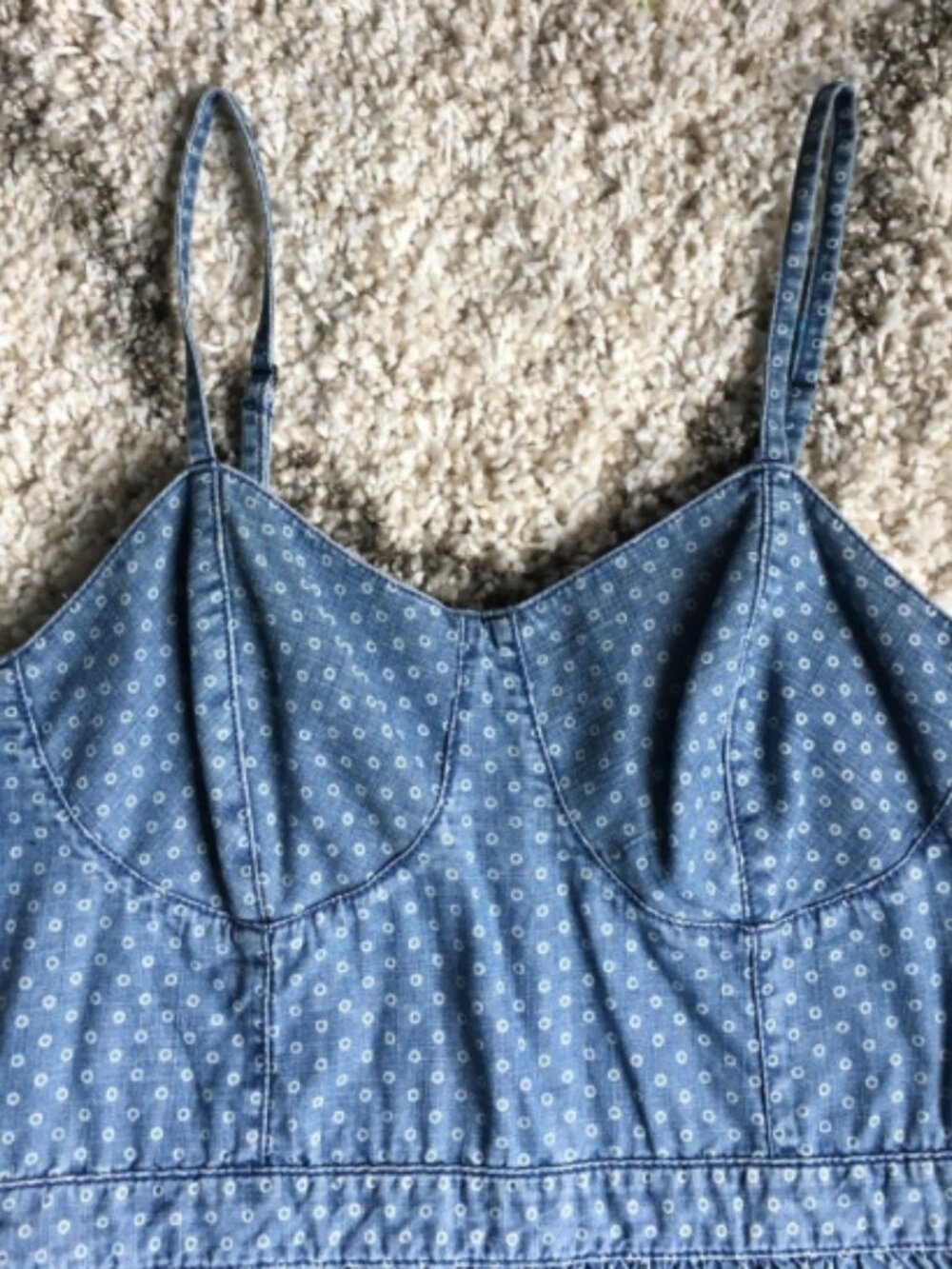 Mossimo Denim Fit & Flare Polka Dot Sundress Medium NWT